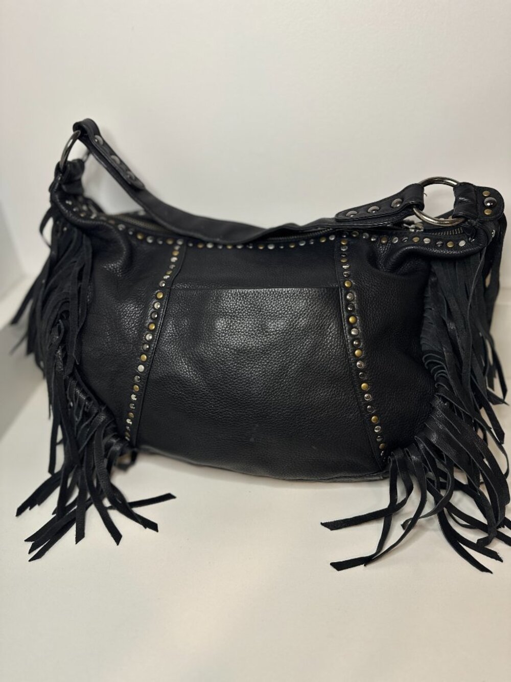 Ginza Yoshinoya Fresca Leather Fringe Hobo Bag